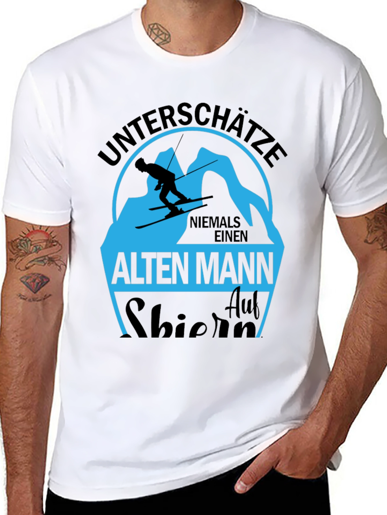 Unterschatze Alten Mann Skiing T-Shirt