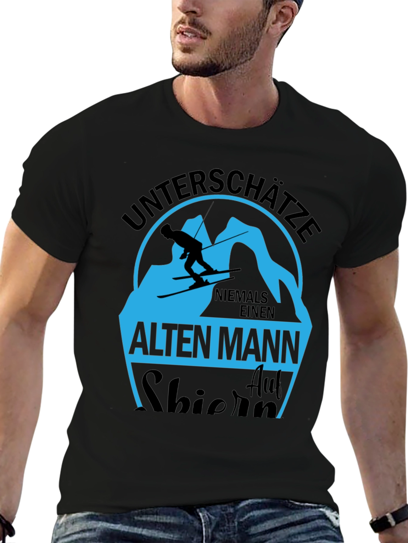 Unterschatze Alten Mann Skiing T-Shirt