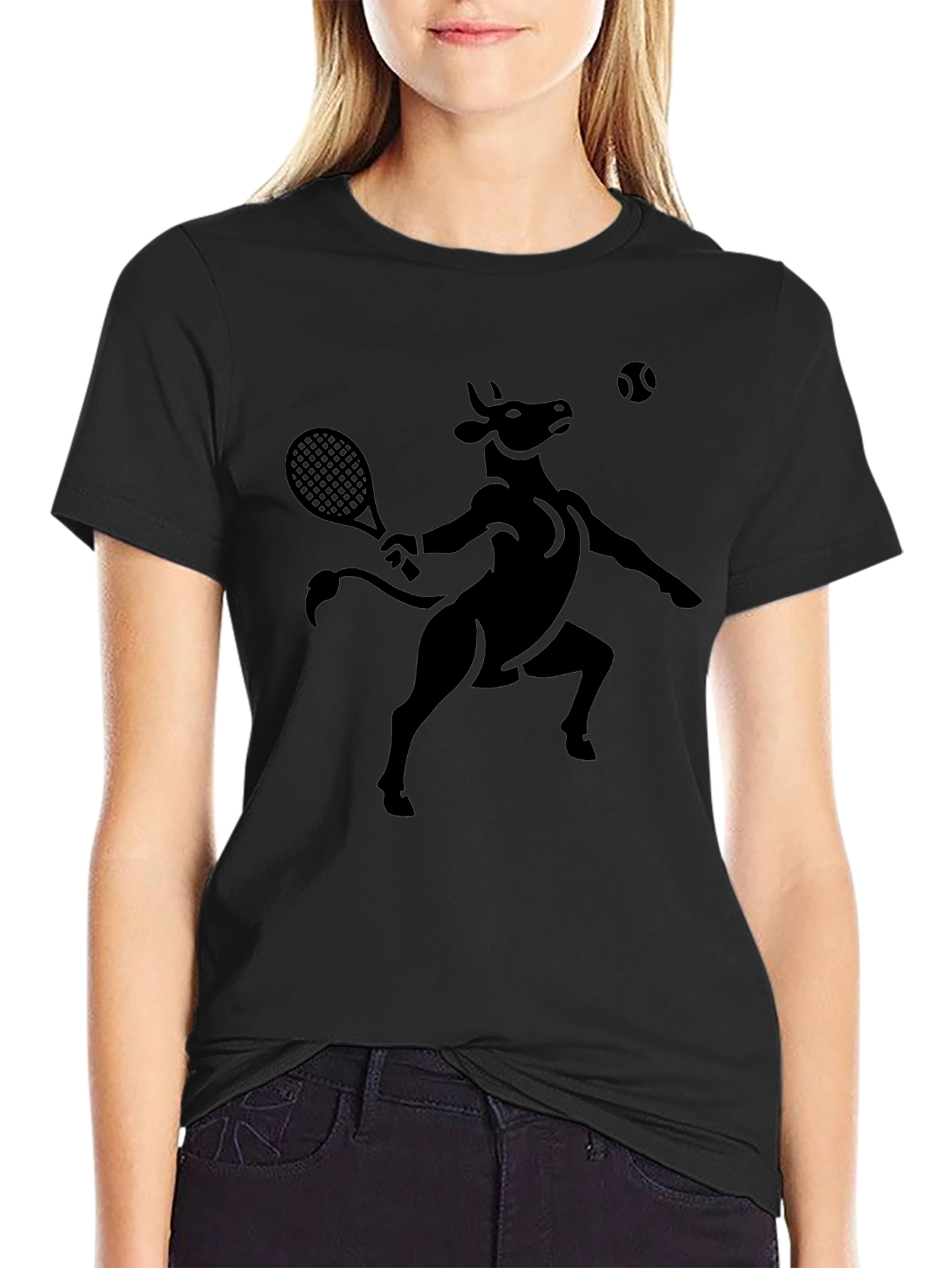 Bull Tennis Player Black T-Shirt