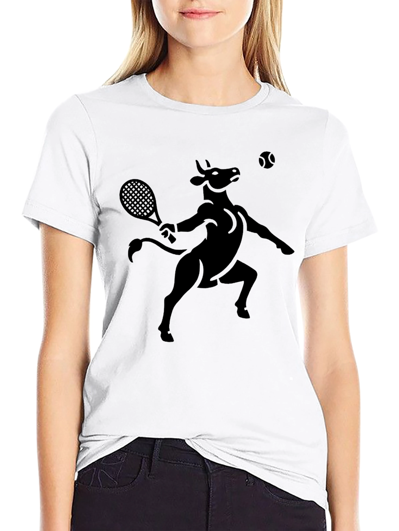 Bull Tennis Player Black T-Shirt