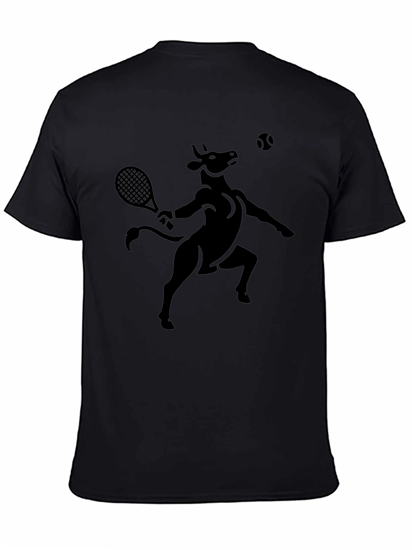 Bull Tennis Player Black T-Shirt