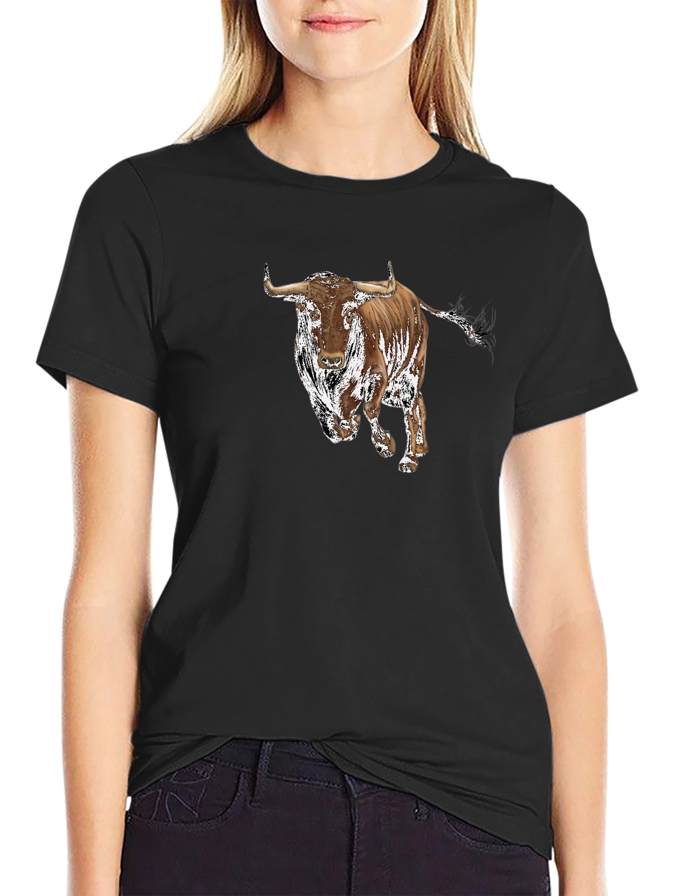 Bull Graphic Tee - Black Casual Shirt