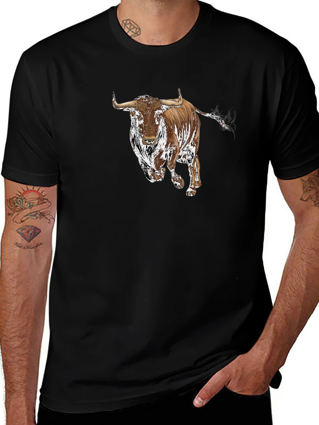 Bull Graphic Tee - Black Casual Shirt
