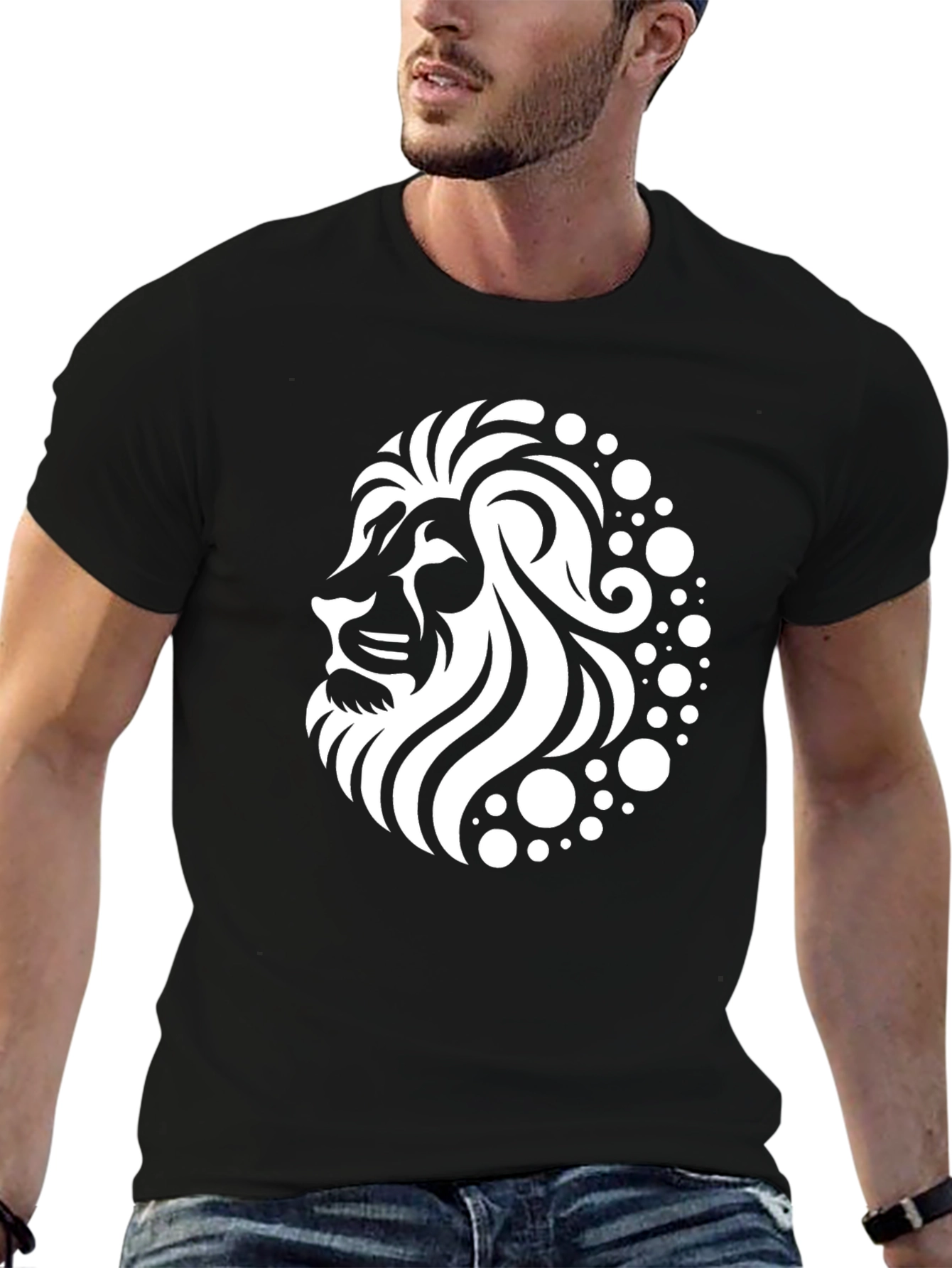 Lion Graphic T-Shirt - Black Bold Design