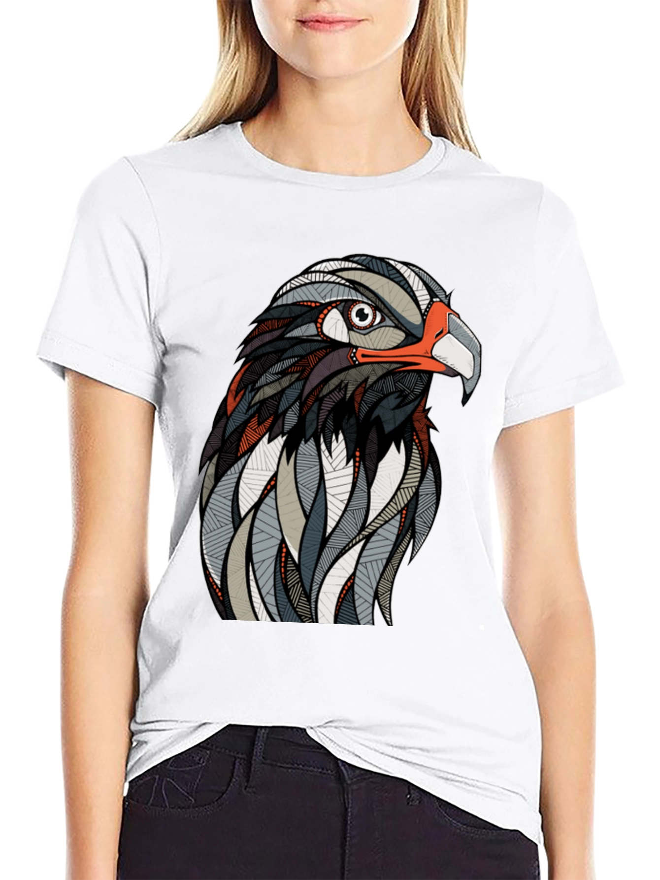 Hawk Graphic Print Black T-Shirt