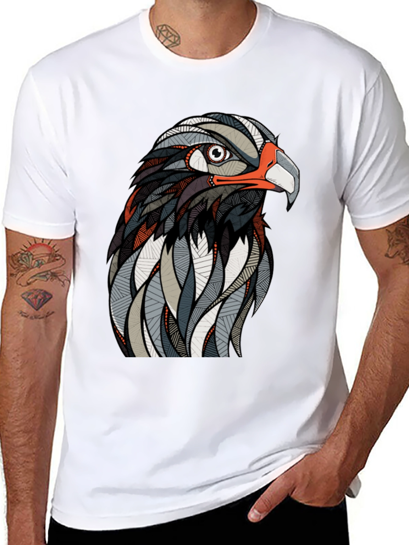 Hawk Graphic Print Black T-Shirt