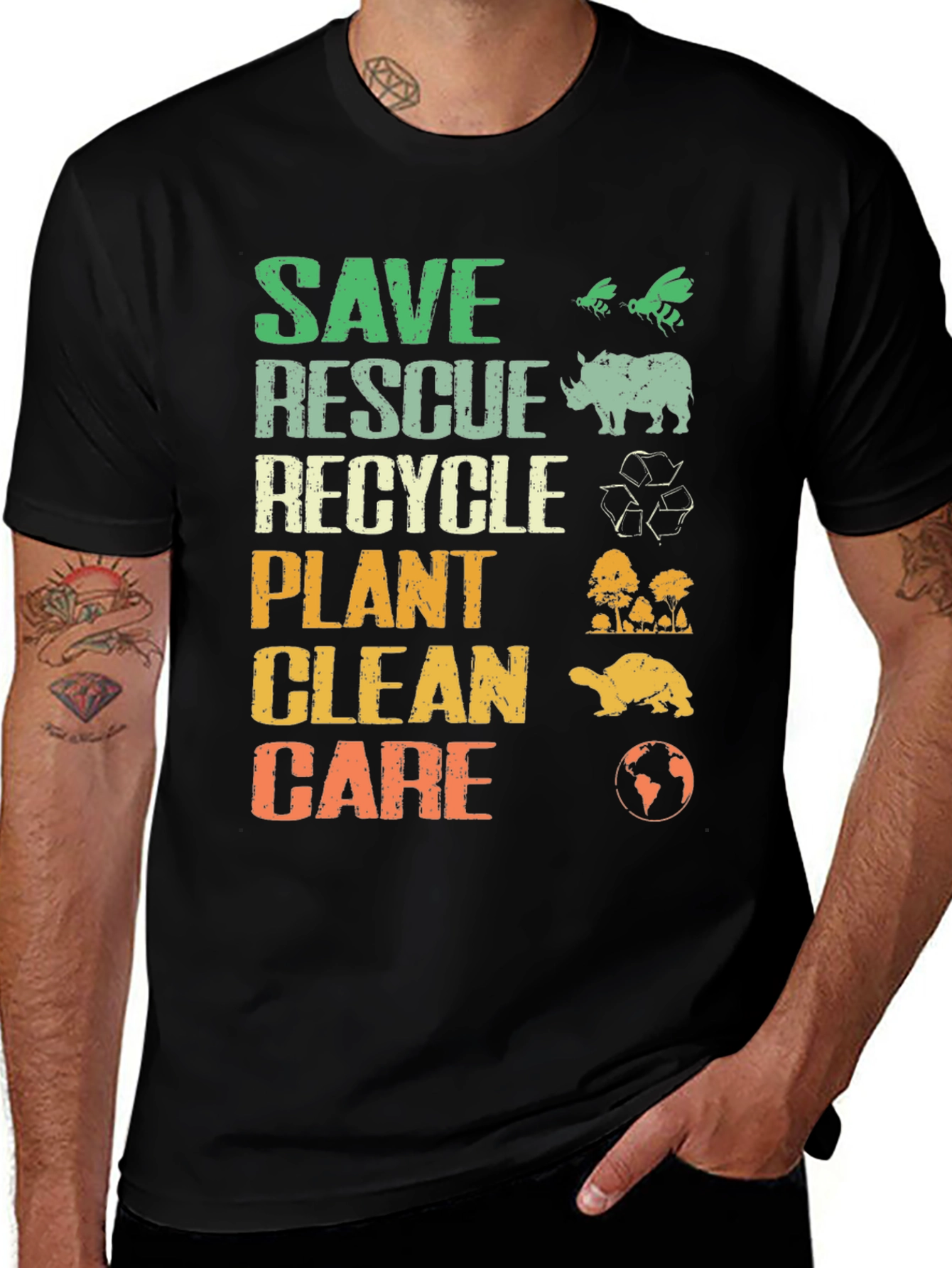 Eco-Friendly Environmental T-Shirt - Save Rescue Recycle
