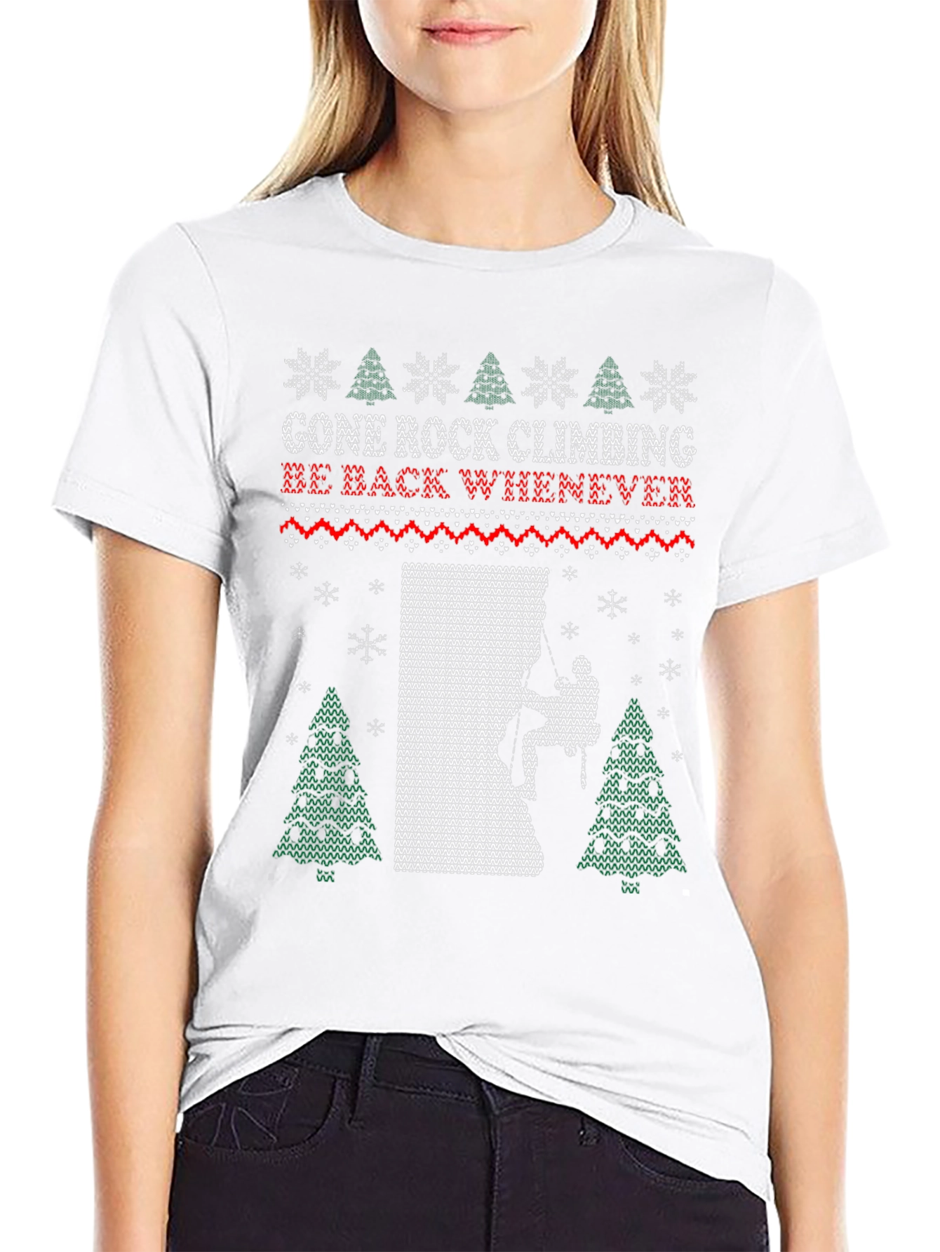 Gone Rock Climbing Ugly Christmas T-Shirt