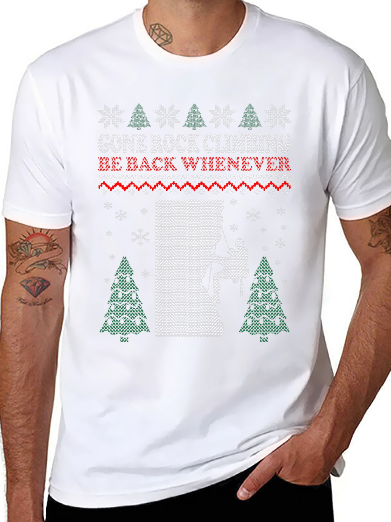 Gone Rock Climbing Ugly Christmas T-Shirt