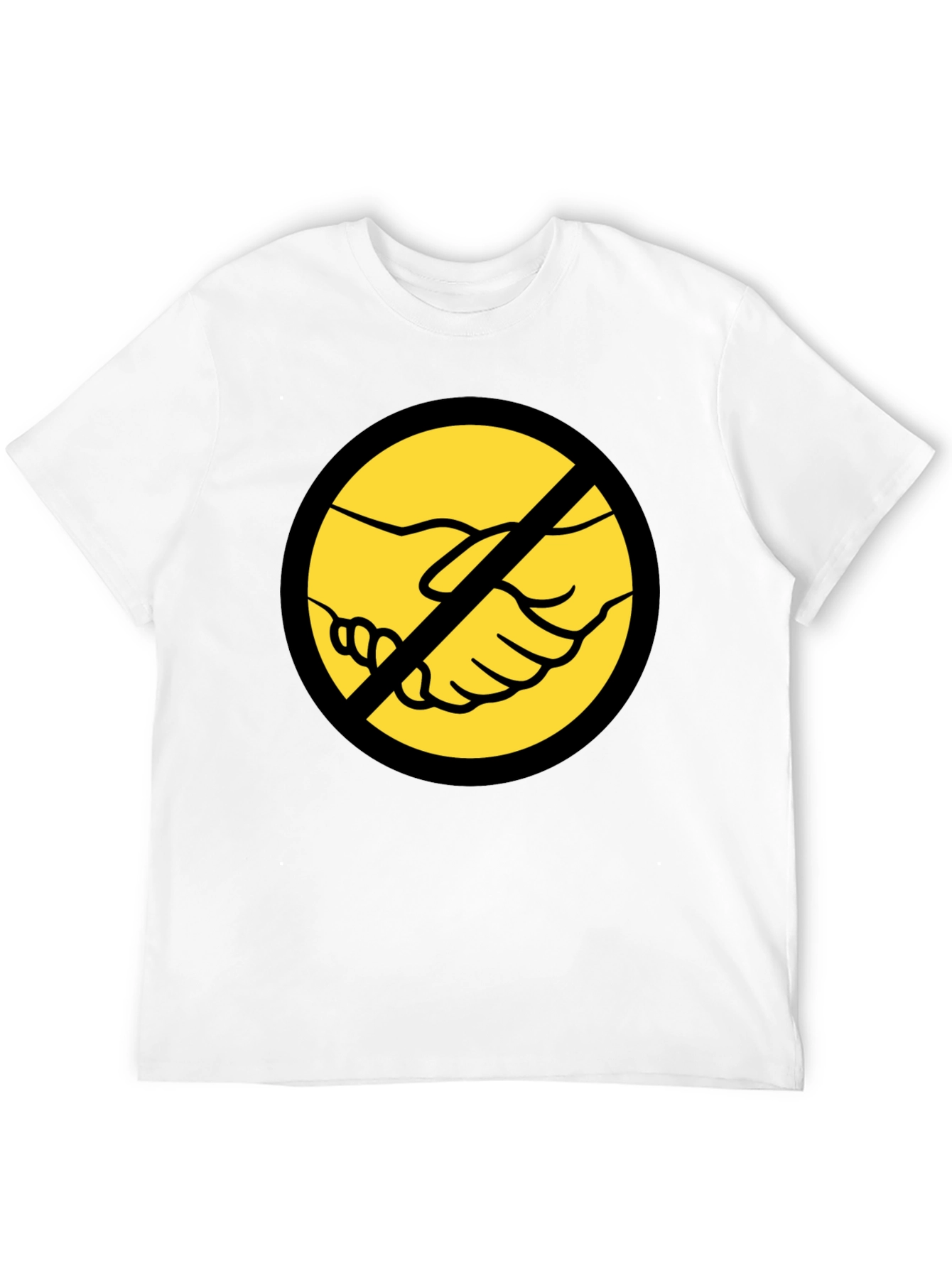 Anti-Handshake Graphic Tee - Black Crew Neck T-Shirt