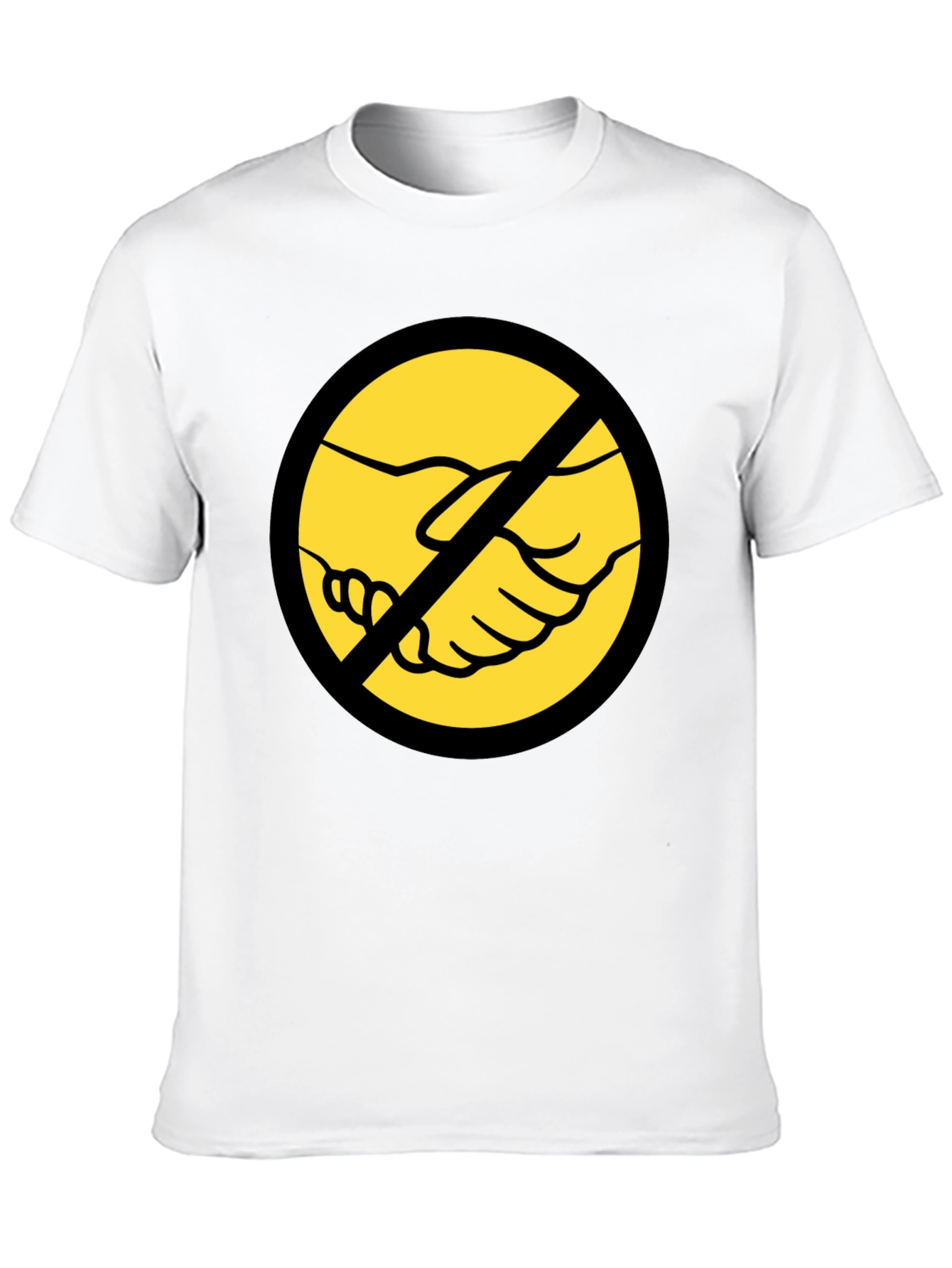 Anti-Handshake Graphic Tee - Black Crew Neck T-Shirt