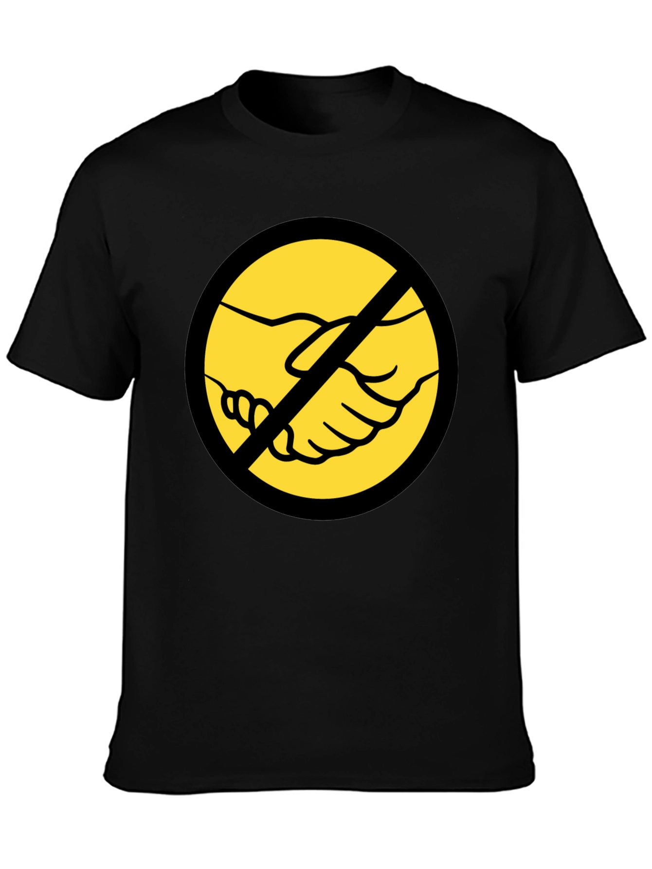 Anti-Handshake Graphic Tee - Black Crew Neck T-Shirt