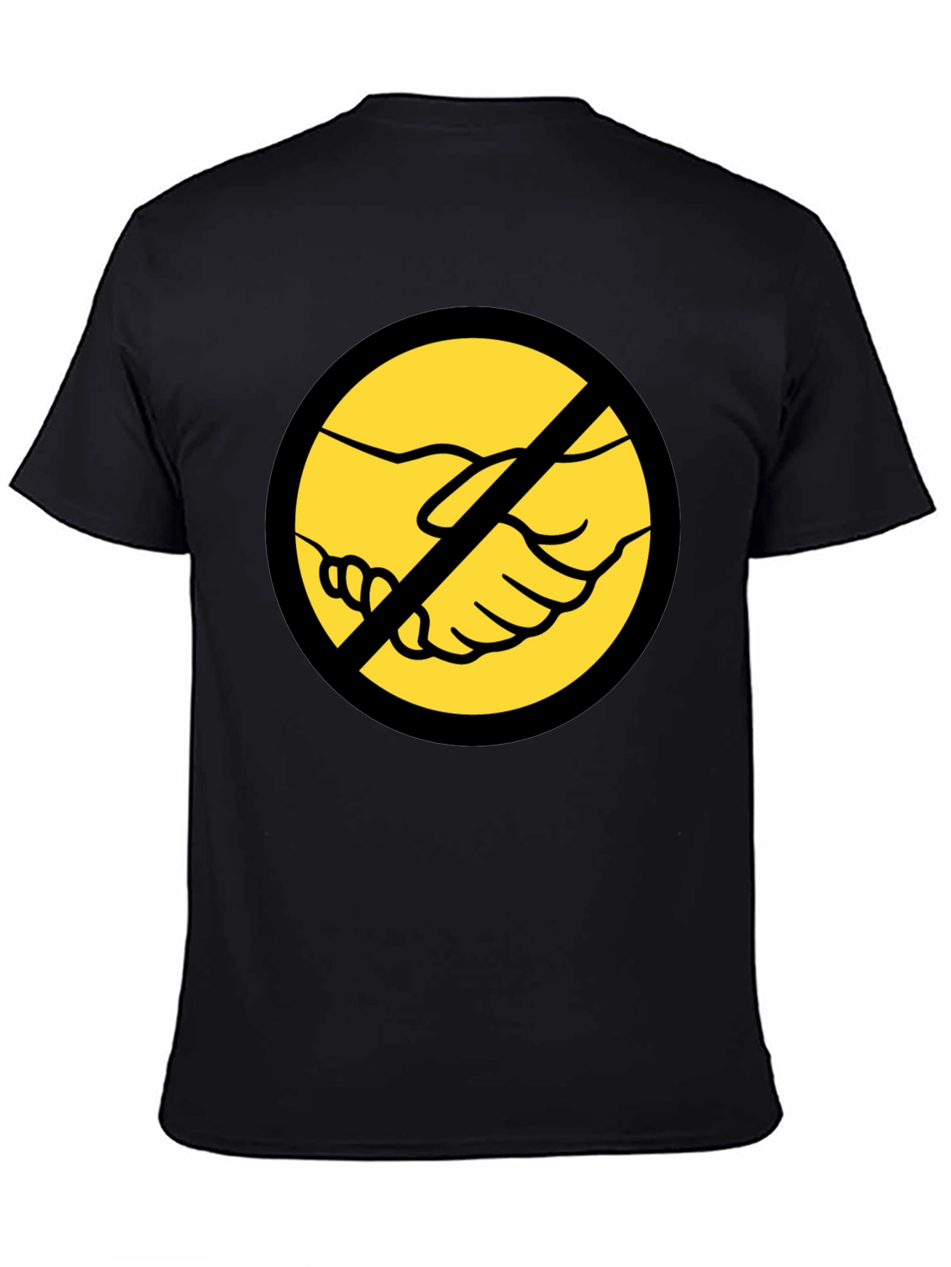 Anti-Handshake Graphic Tee - Black Crew Neck T-Shirt
