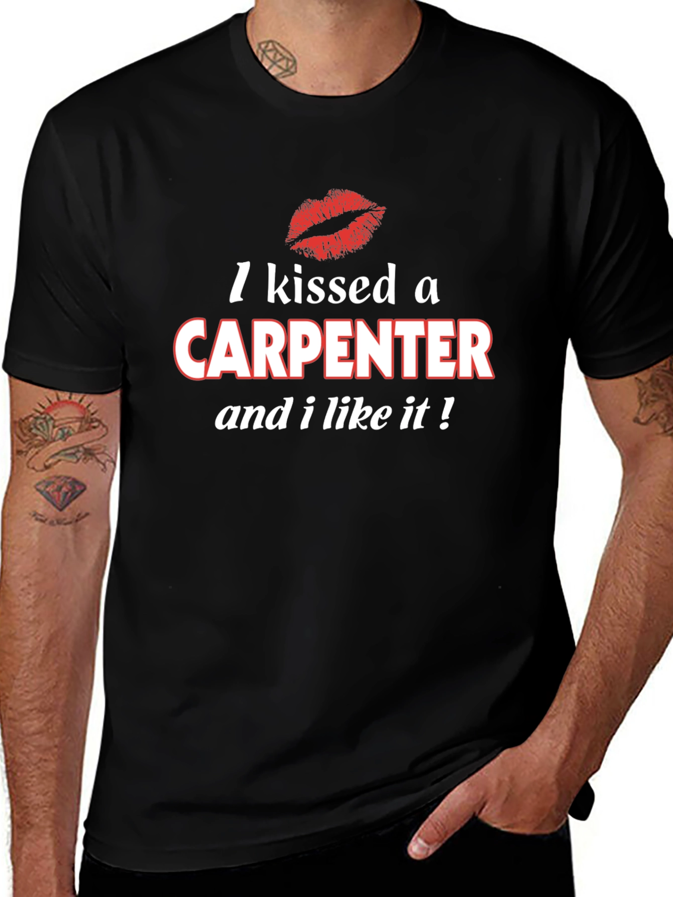 I Kissed a Carpenter T-Shirt - Novelty Graphic Tee