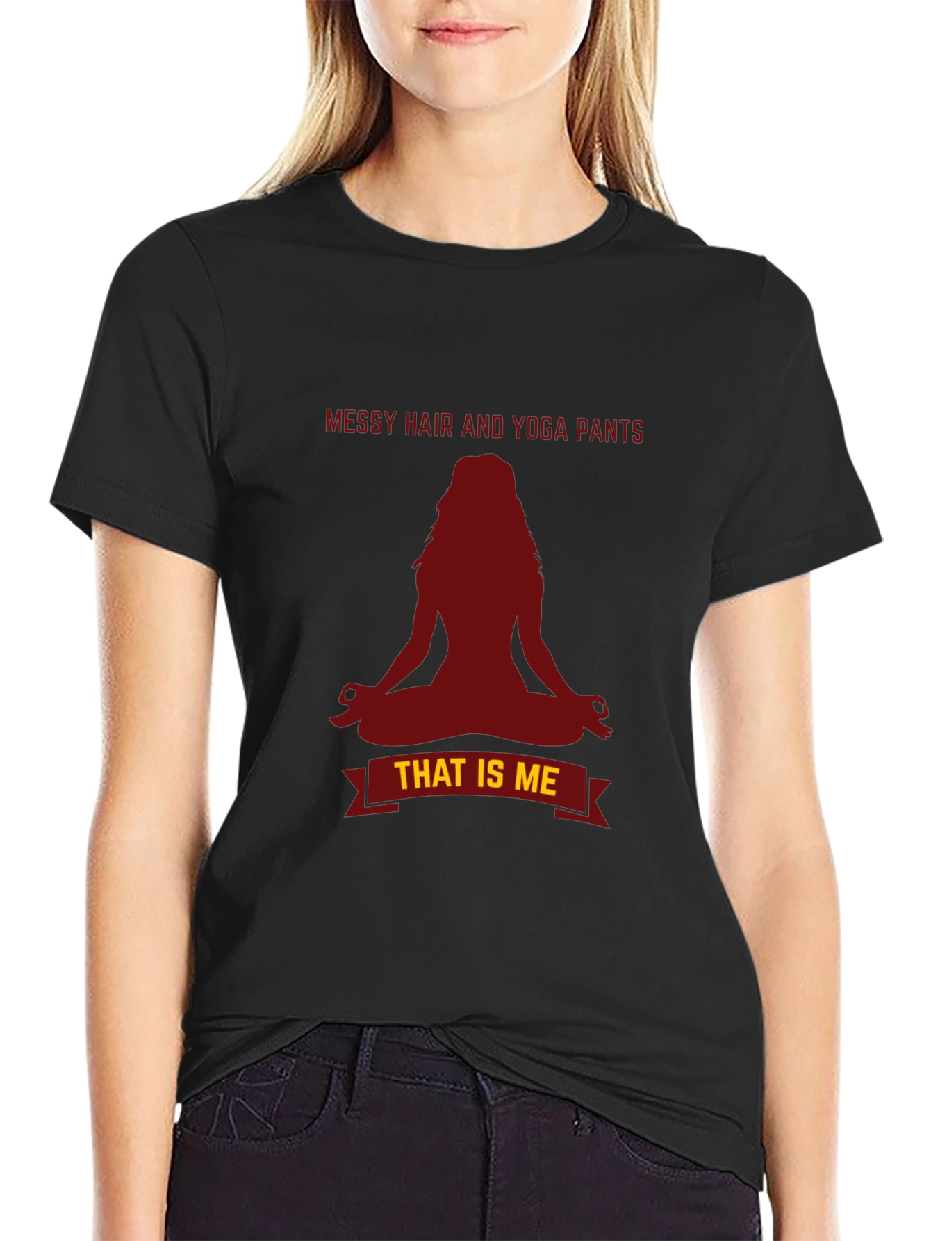 Messy Hair Yoga Pants T-Shirt - Relaxed Fit