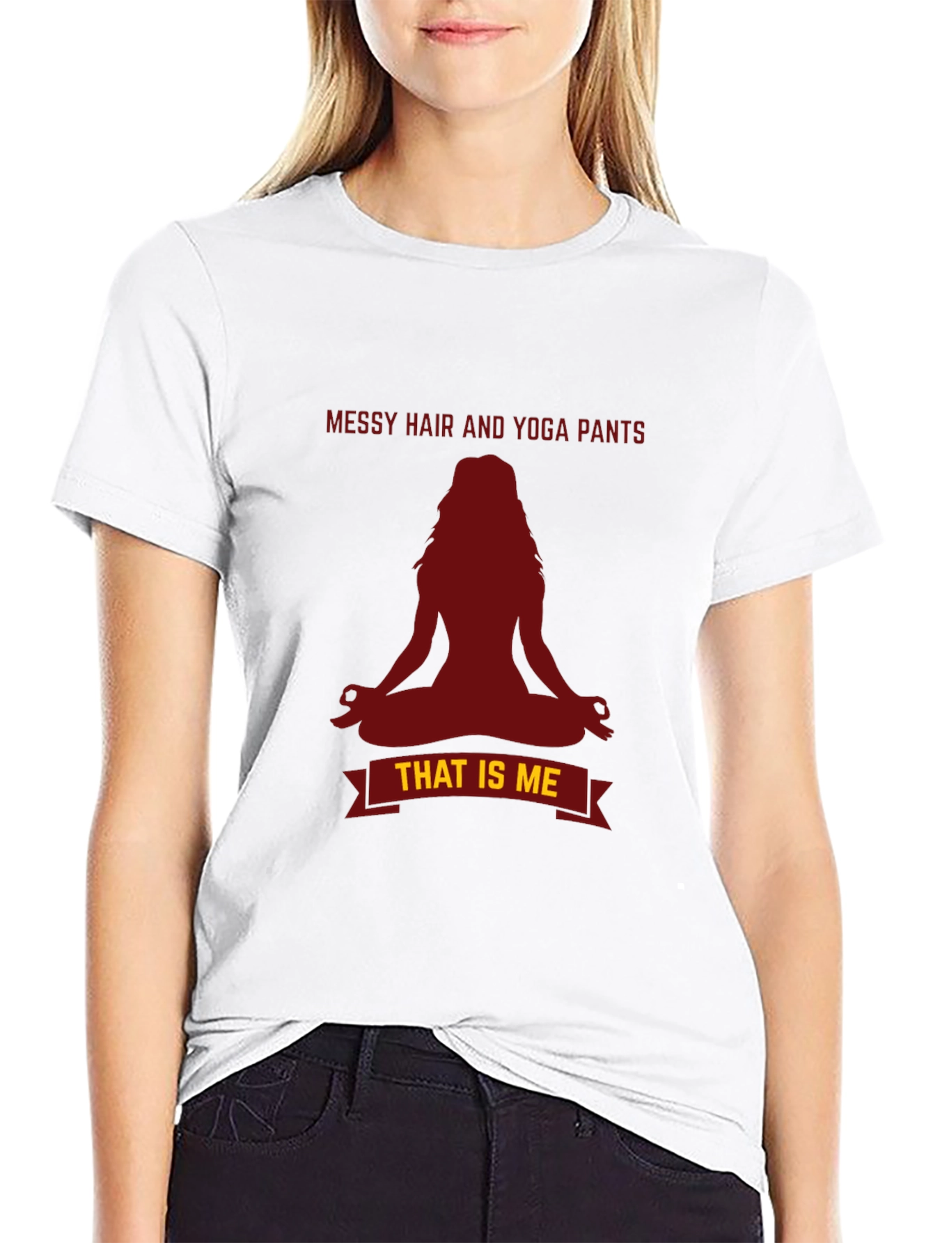 Messy Hair Yoga Pants T-Shirt - Relaxed Fit