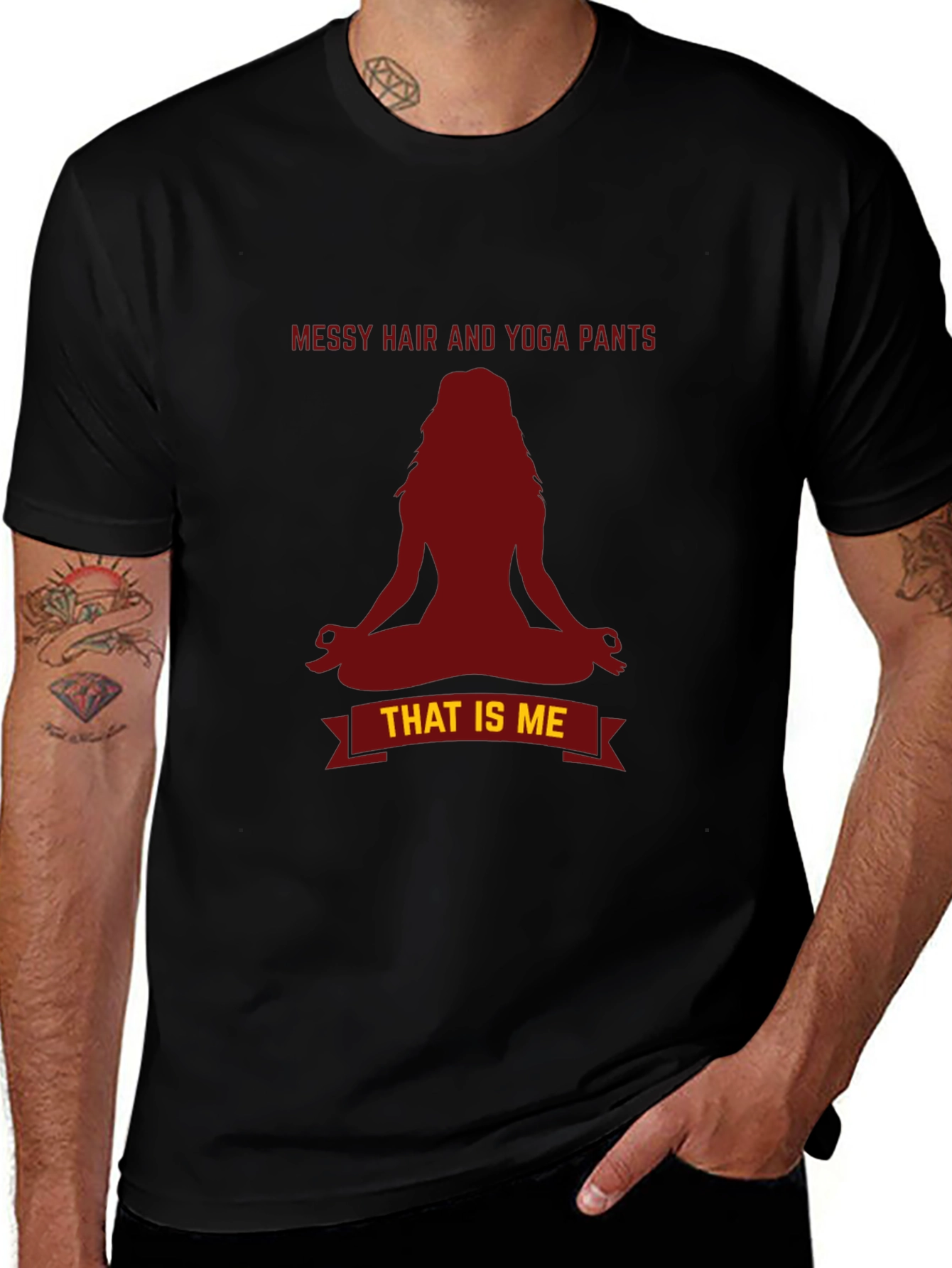Messy Hair Yoga Pants T-Shirt - Relaxed Fit