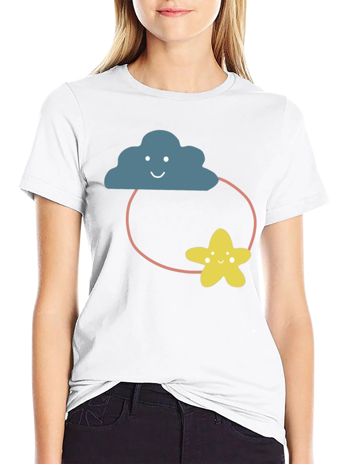 Cute Cloud & Star Graphic Tee