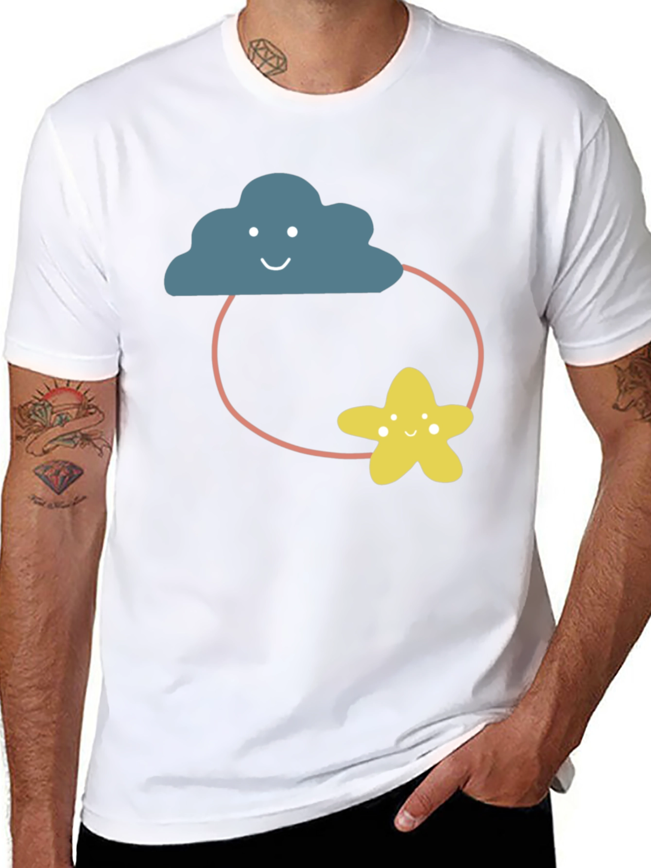 Cute Cloud & Star Graphic Tee