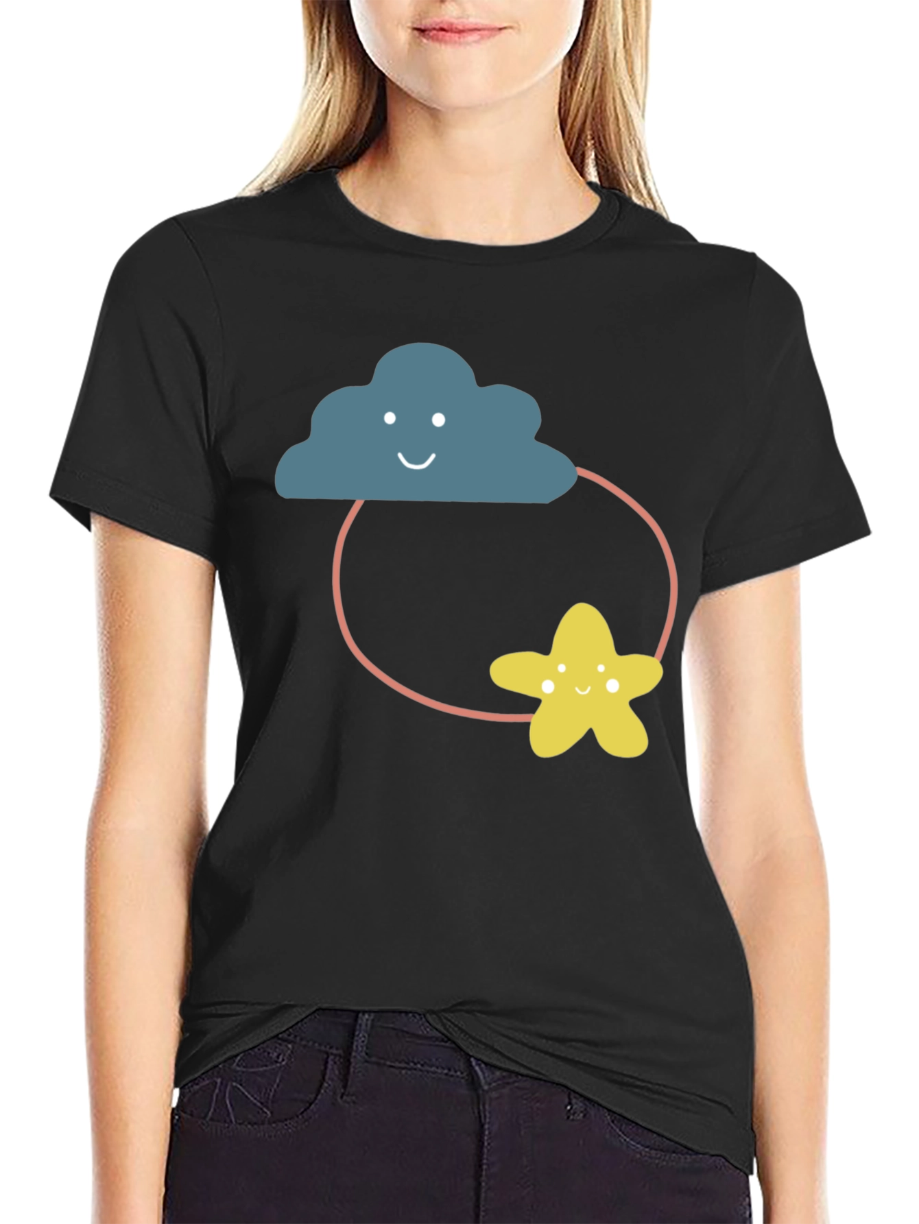 Cute Cloud & Star Graphic Tee