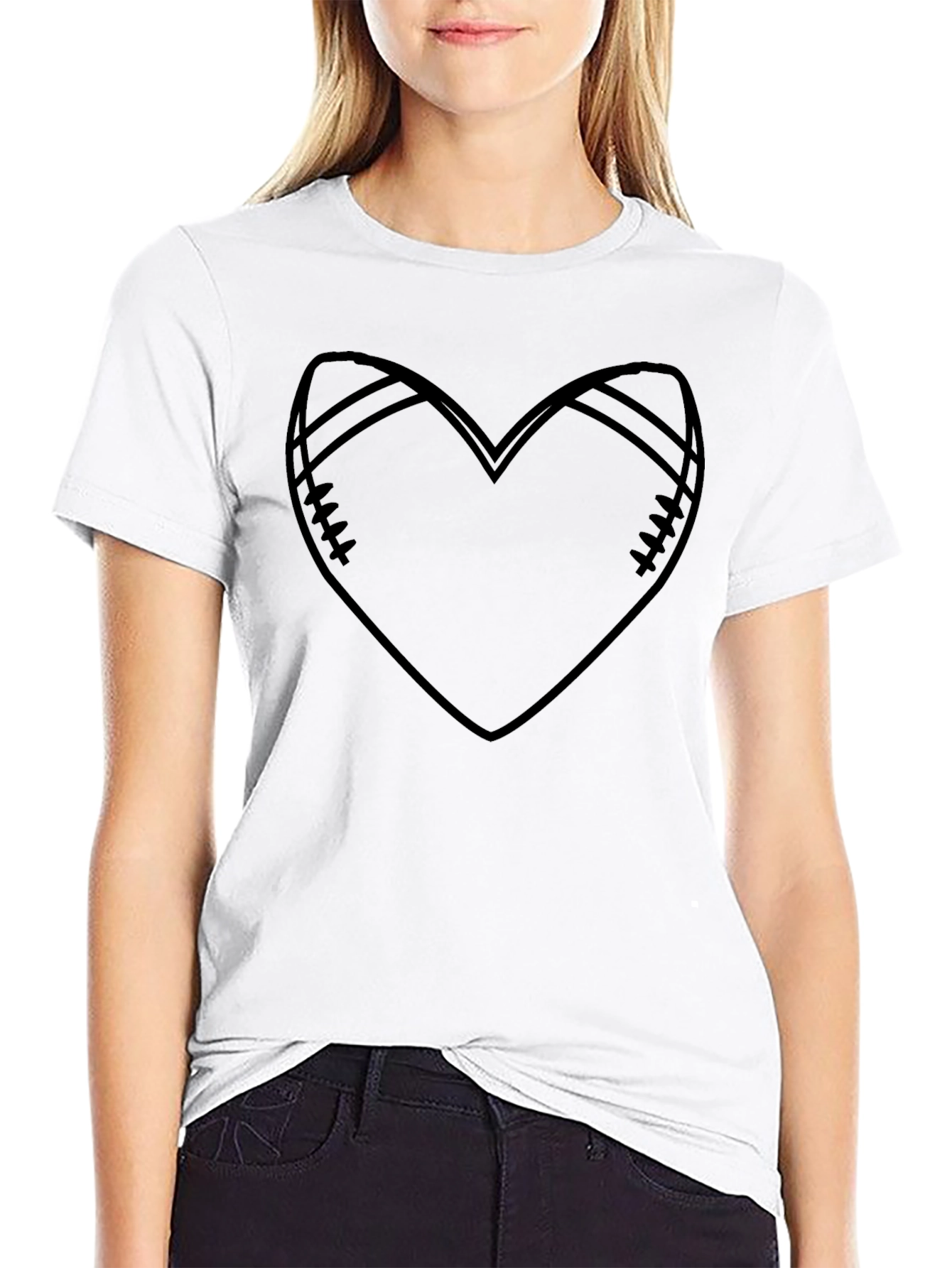Football Heart Graphic Tee - Sports Love T-Shirt