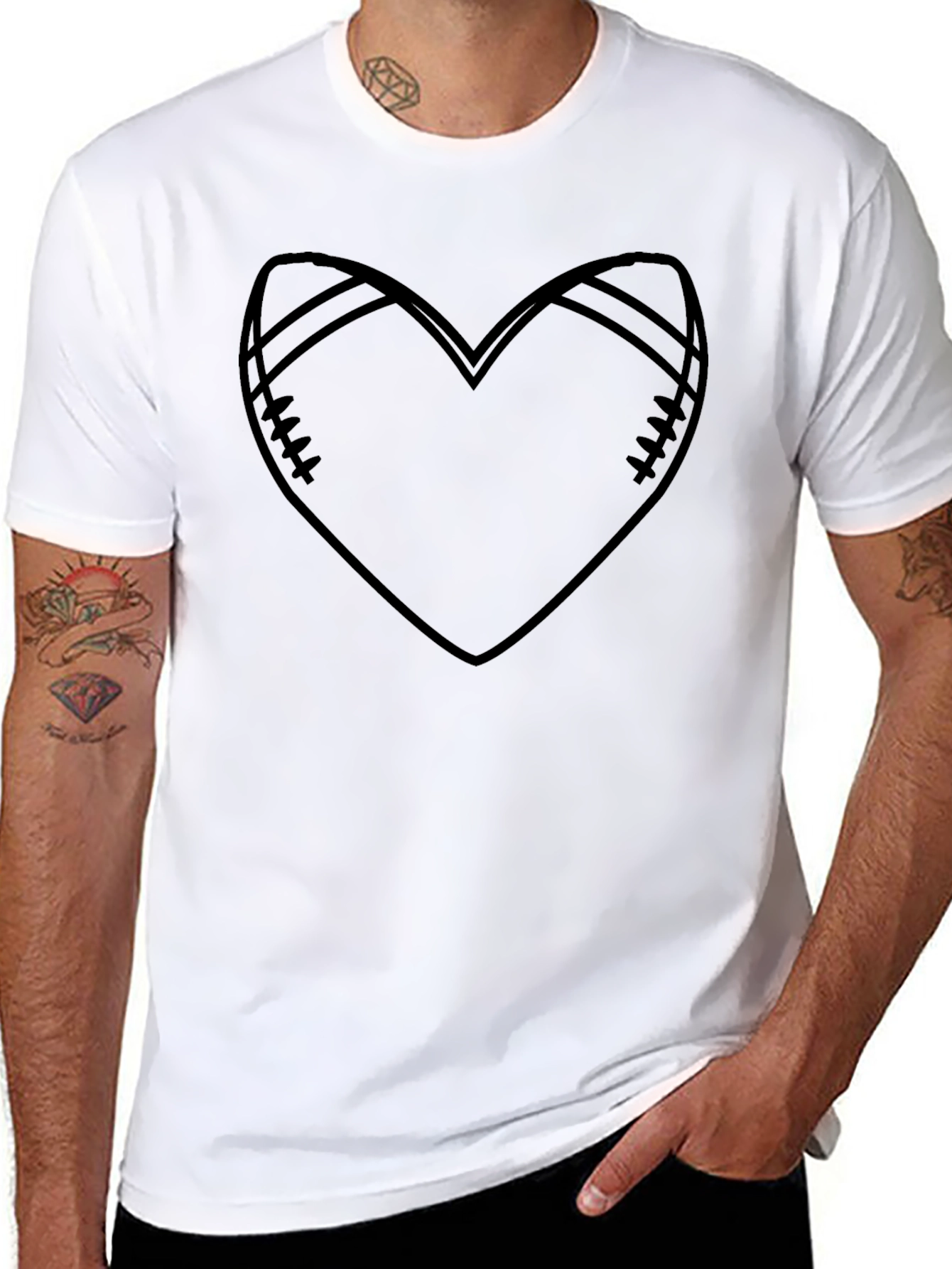 Football Heart Graphic Tee - Sports Love T-Shirt