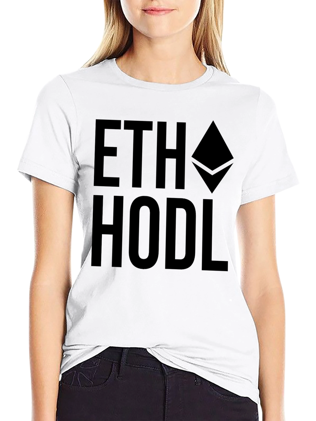 ETH HODL Black T-Shirt - Crypto Investor Apparel