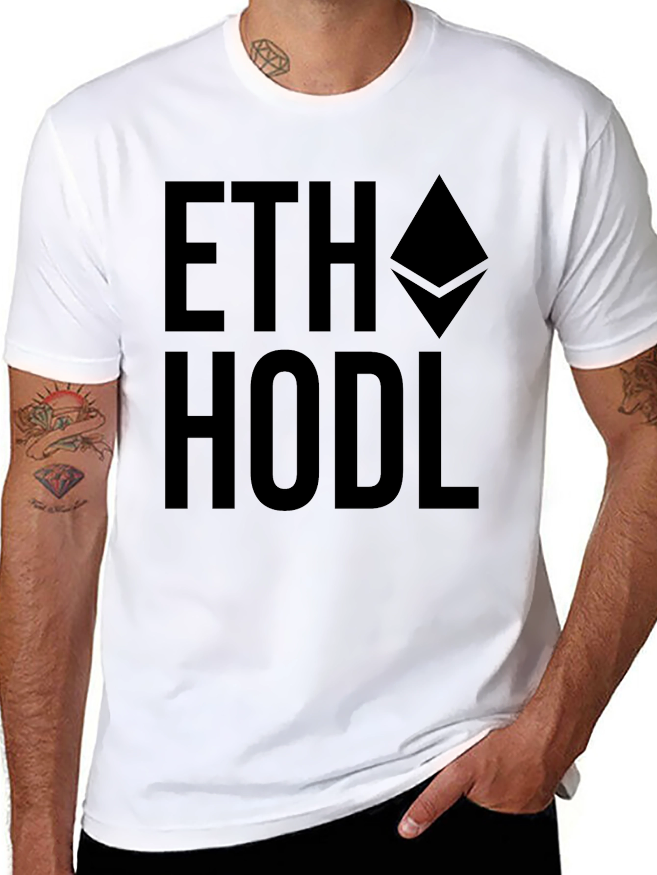 ETH HODL Black T-Shirt - Crypto Investor Apparel