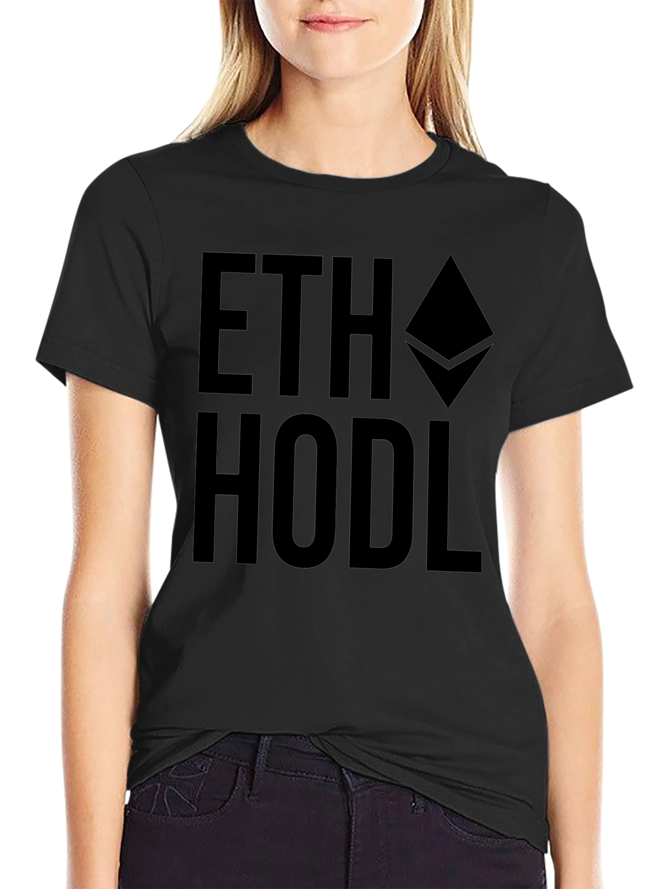 ETH HODL Black T-Shirt - Crypto Investor Apparel