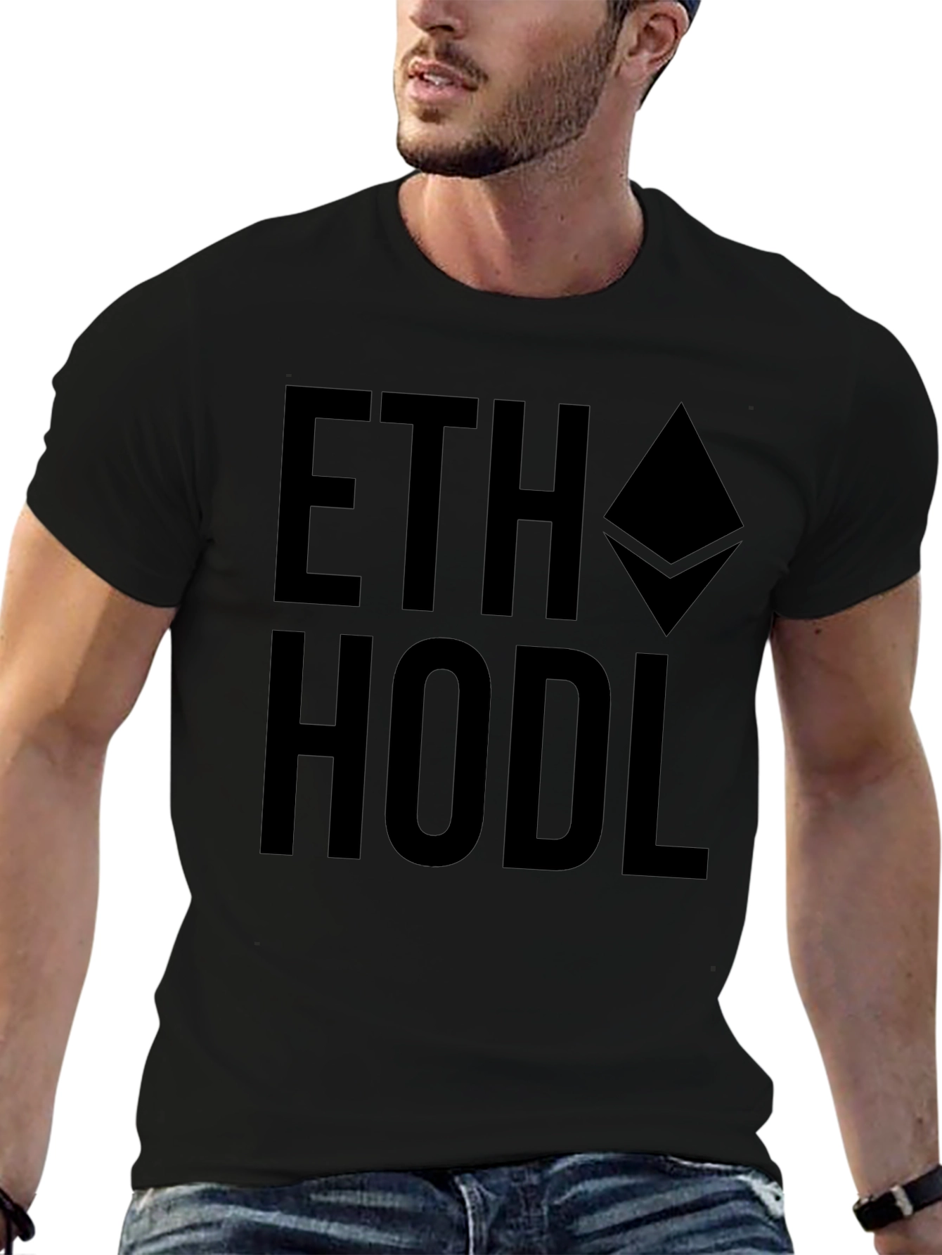ETH HODL Black T-Shirt - Crypto Investor Apparel