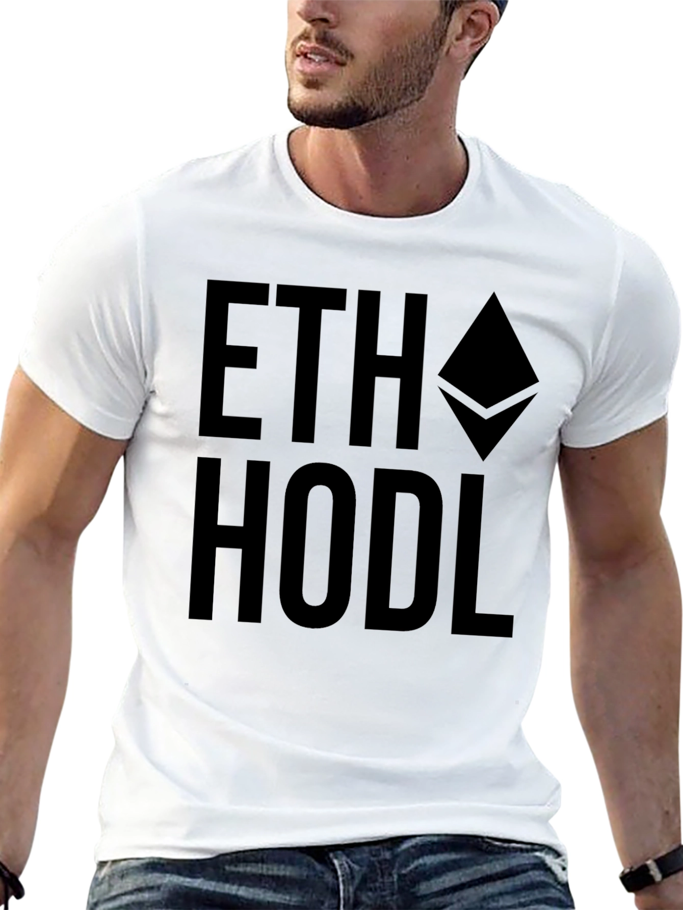 ETH HODL Black T-Shirt - Crypto Investor Apparel