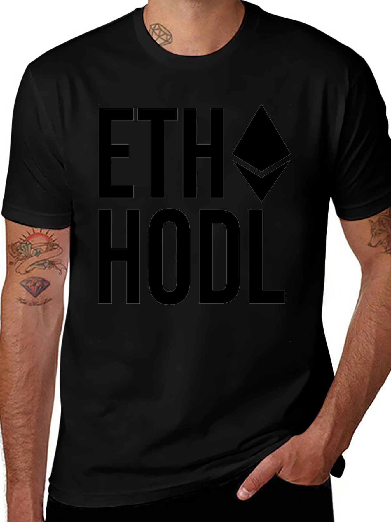 ETH HODL Black T-Shirt - Crypto Investor Apparel