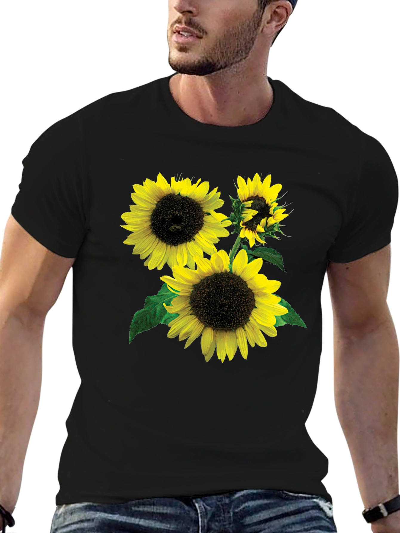 Sunflower Graphic Tee - Stylish Black T-Shirt