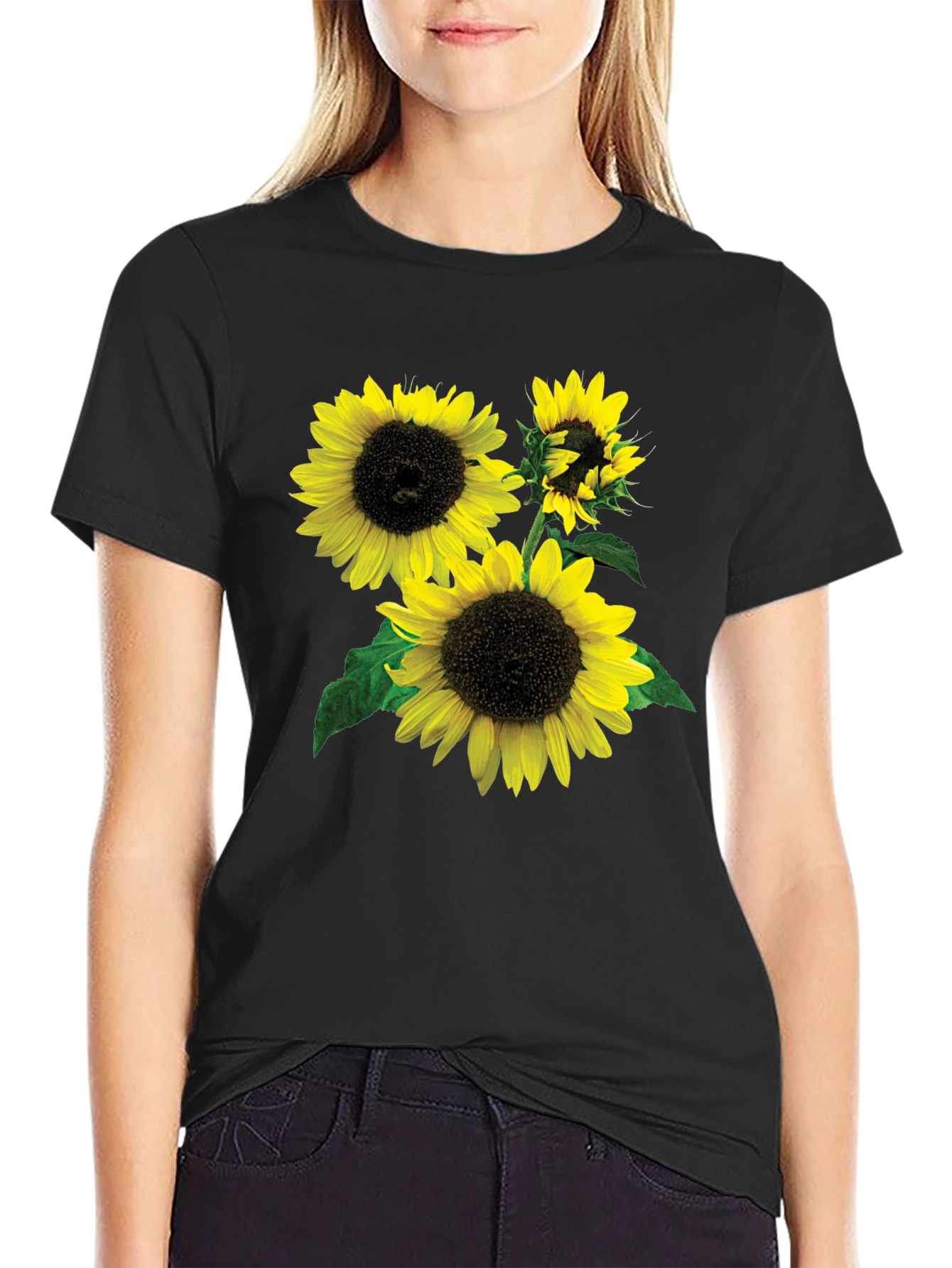 Sunflower Graphic Tee - Stylish Black T-Shirt
