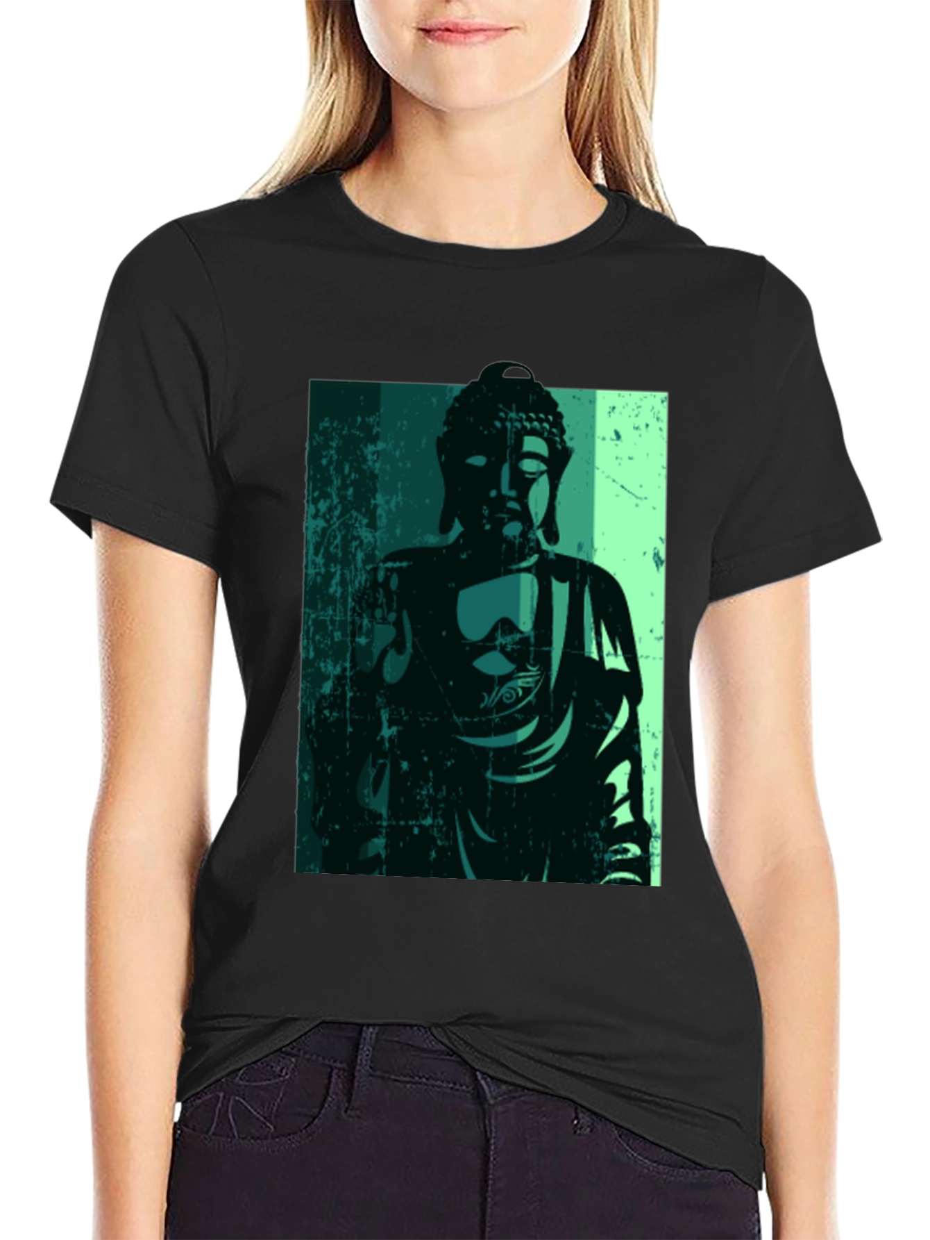Buddha Graphic Print Black T-Shirt