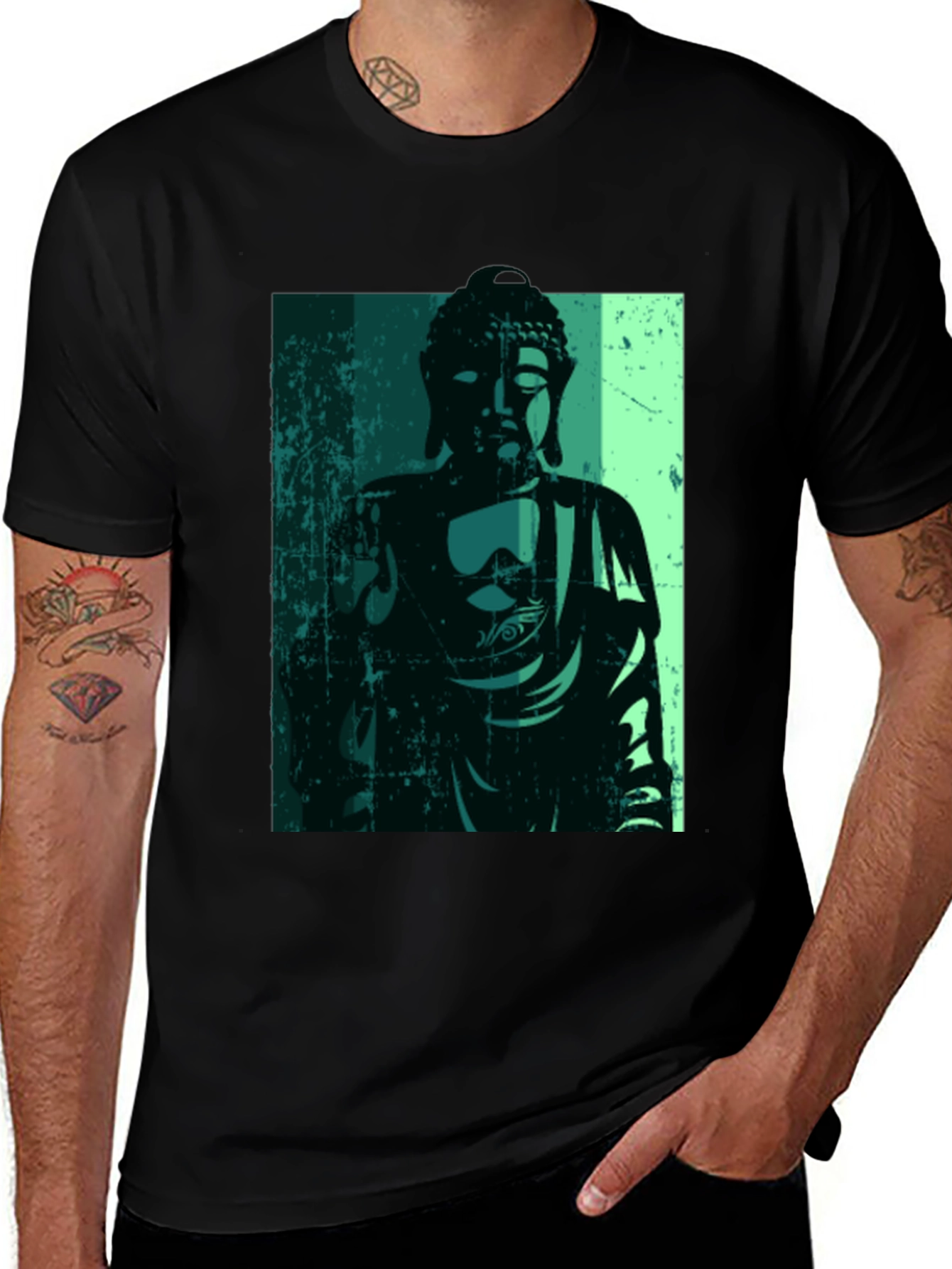 Buddha Graphic Print Black T-Shirt