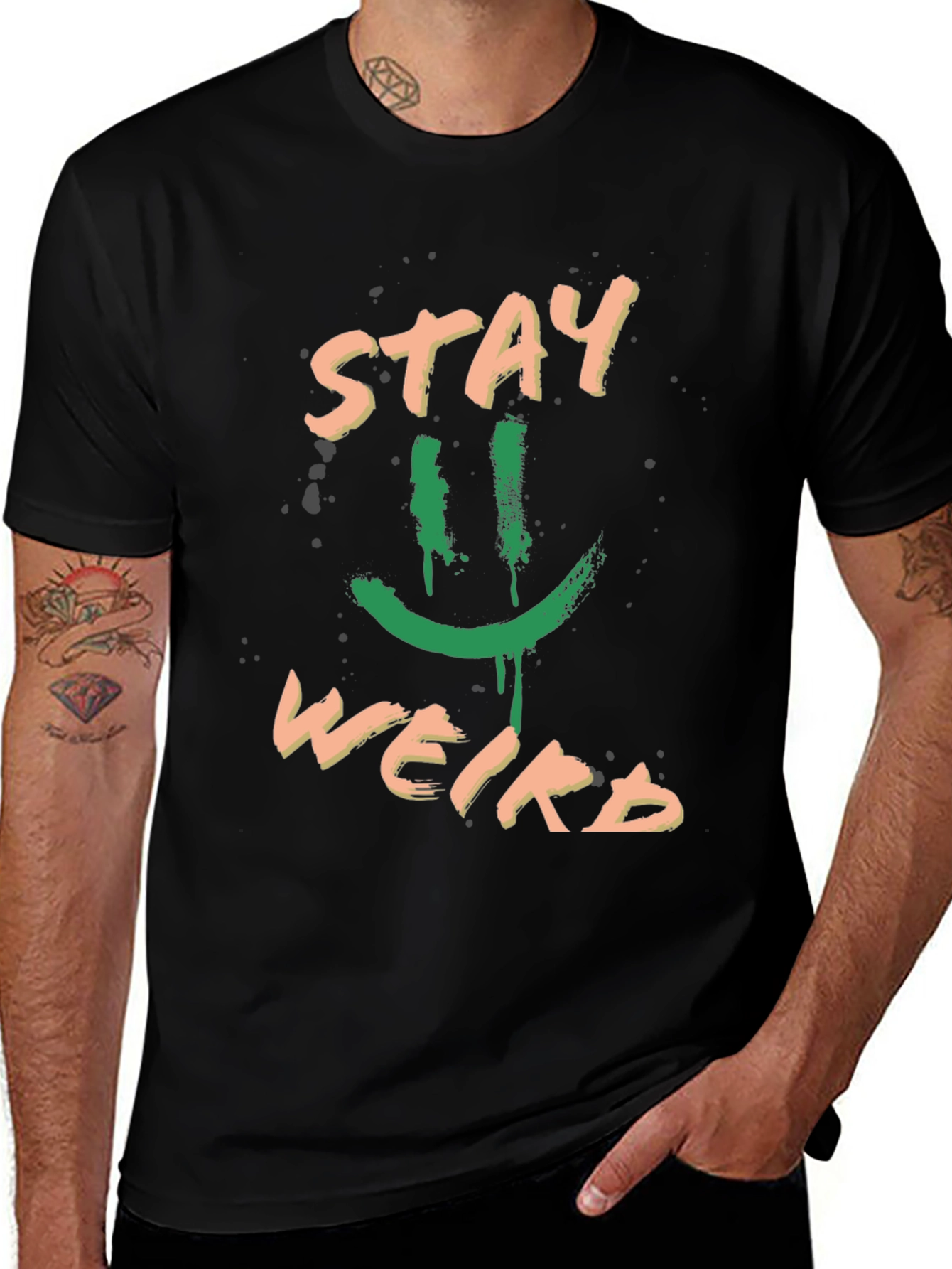 Stay Weird Graphic Tee - Trendy Black T-Shirt