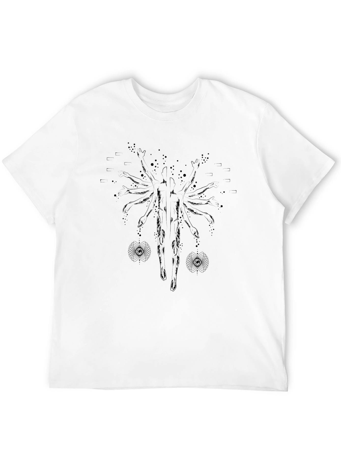 Mens Black Graphic Tee - Abstract Design