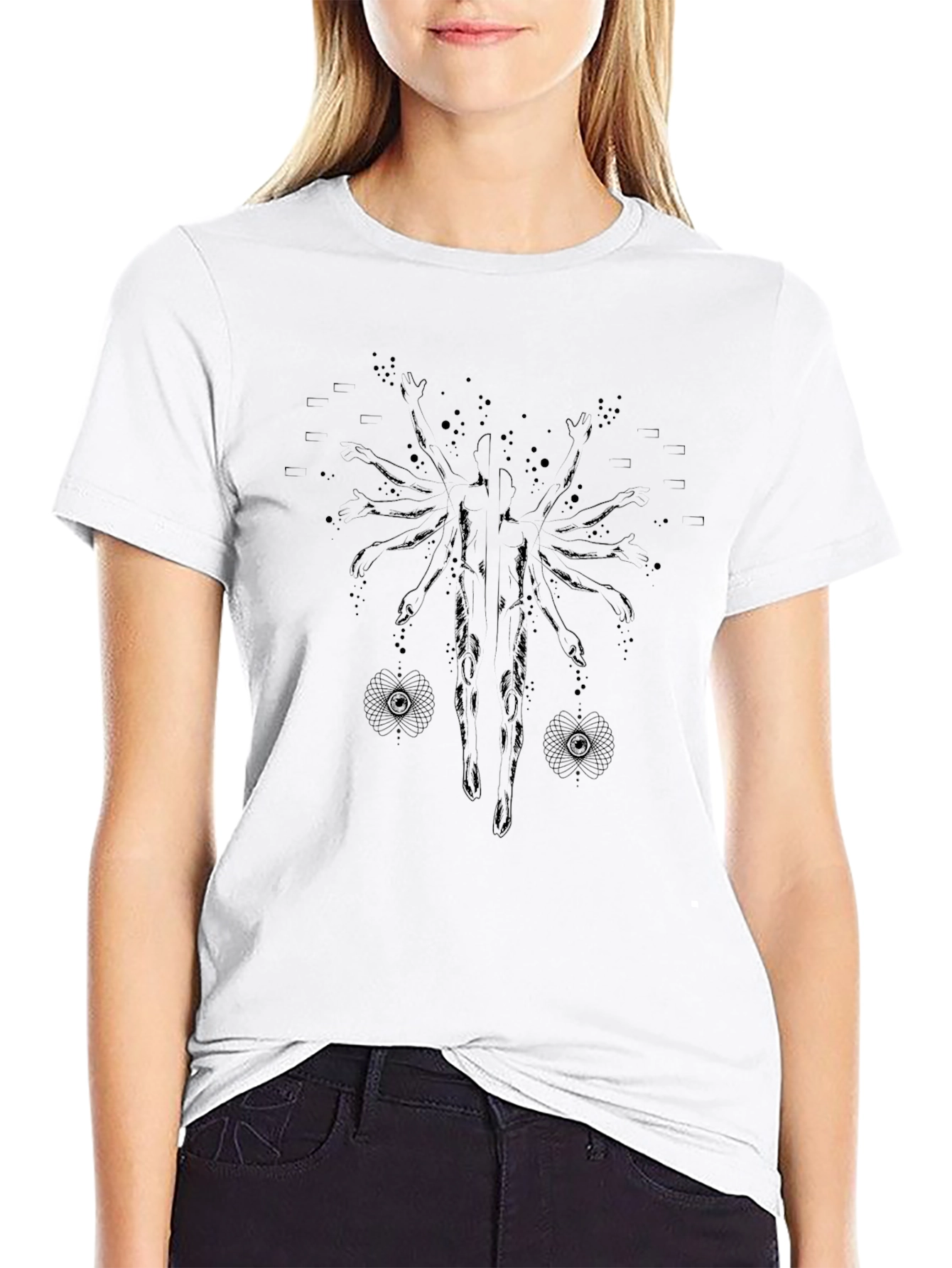 Mens Black Graphic Tee - Abstract Design