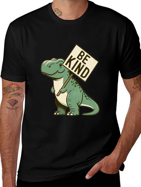 Be Kind T-Rex Graphic Tee - Black Cotton Comfort
