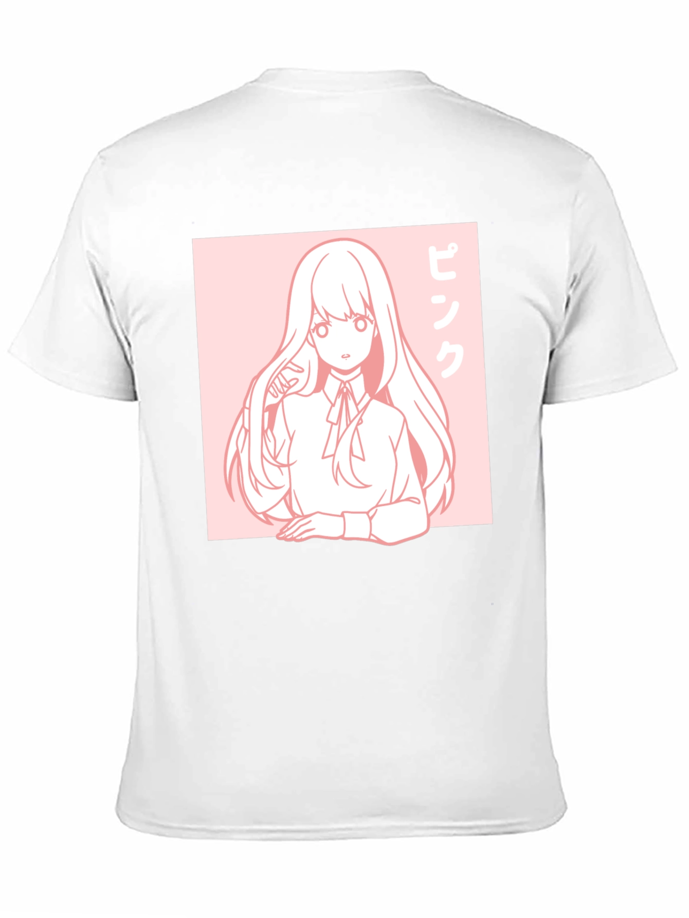 Anime Girl Graphic Tee - Pink Aesthetic Black T-Shirt
