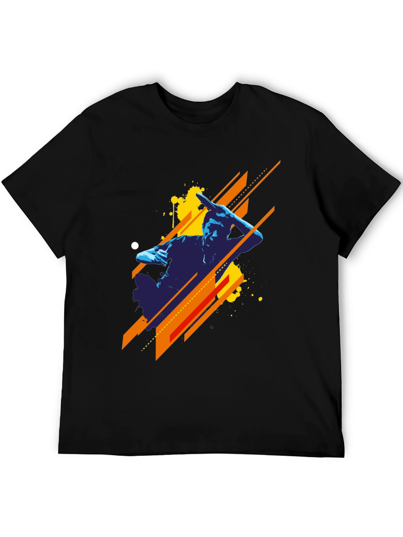 Abstract Graphic Print Black Tee