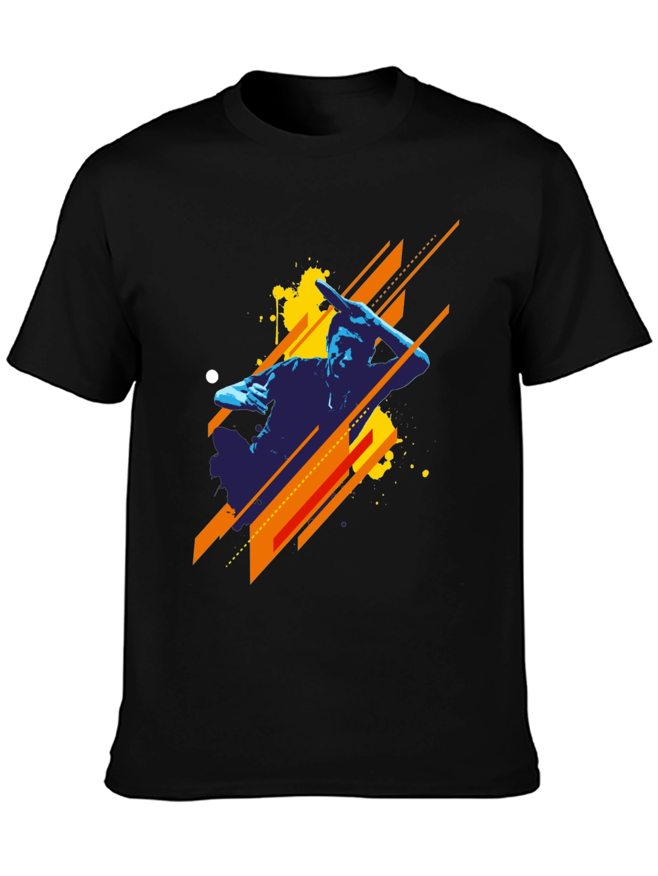 Abstract Graphic Print Black Tee
