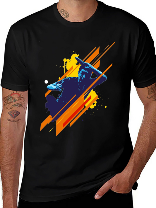 Abstract Graphic Print Black Tee