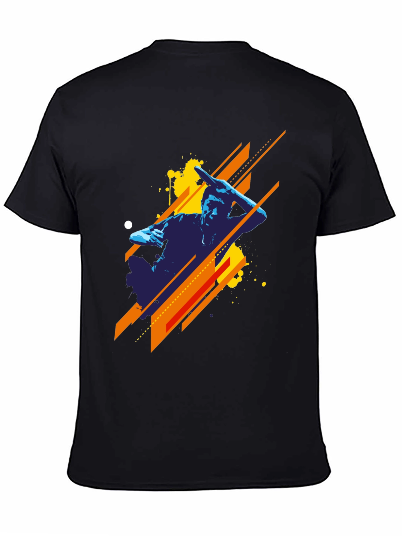 Abstract Graphic Print Black Tee