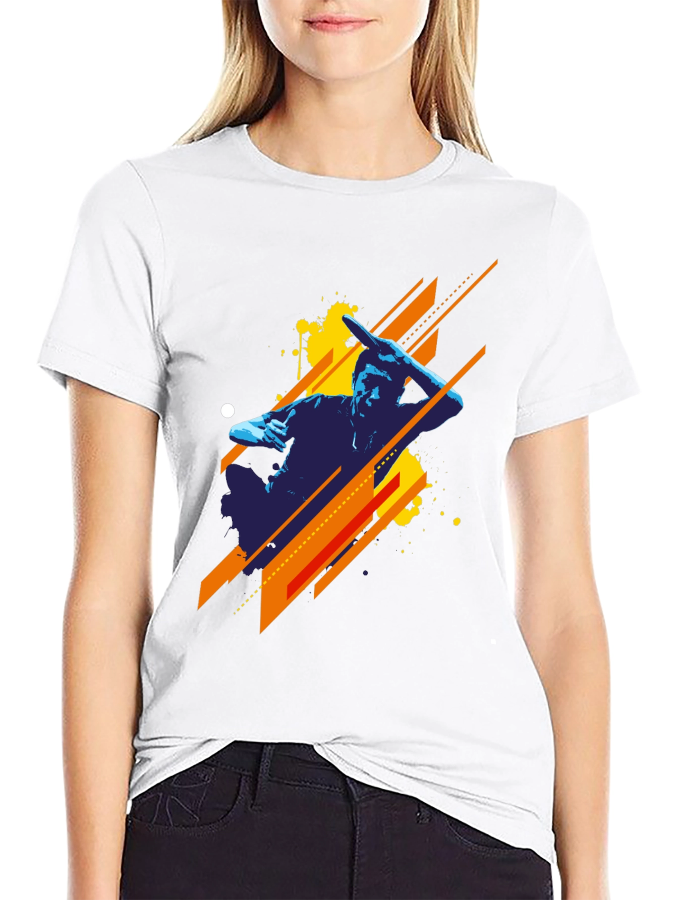 Abstract Graphic Print Black Tee