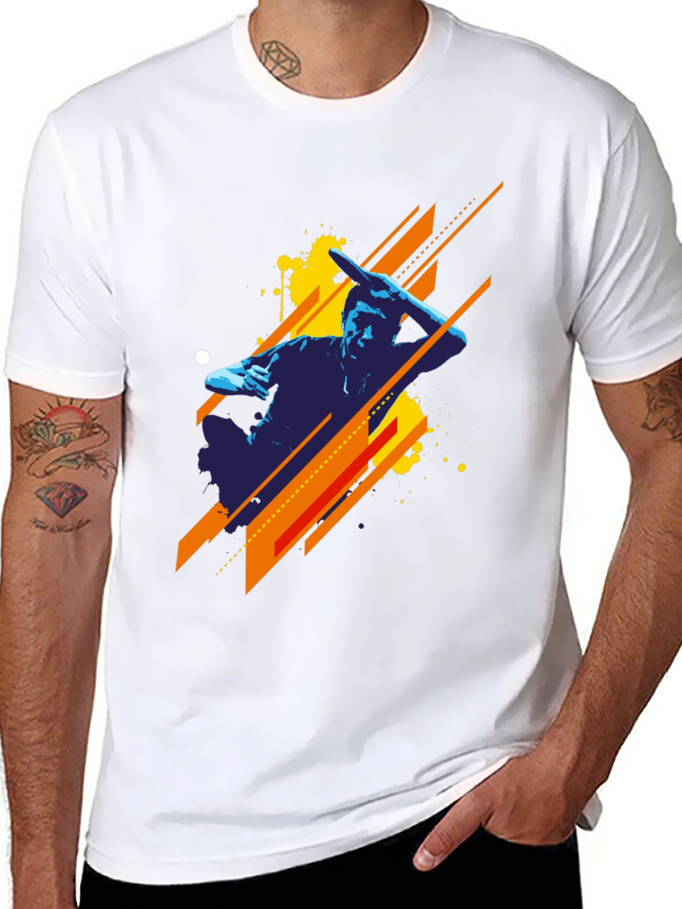 Abstract Graphic Print Black Tee