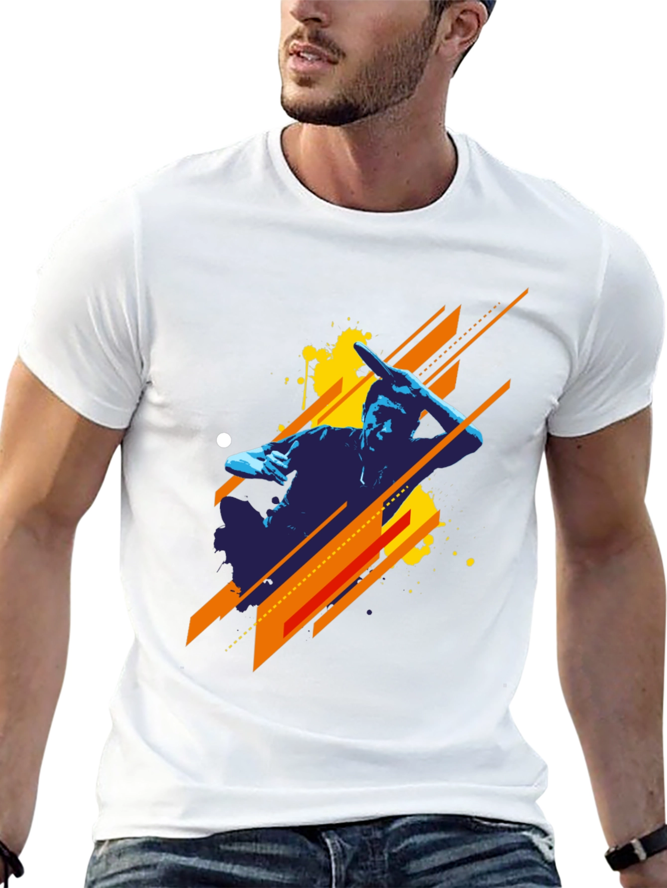 Abstract Graphic Print Black Tee