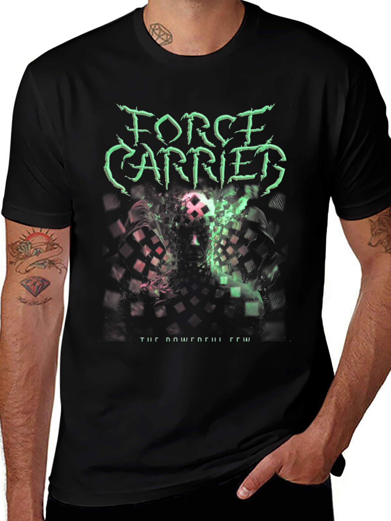 Force Carried Graphic Print Black T-Shirt