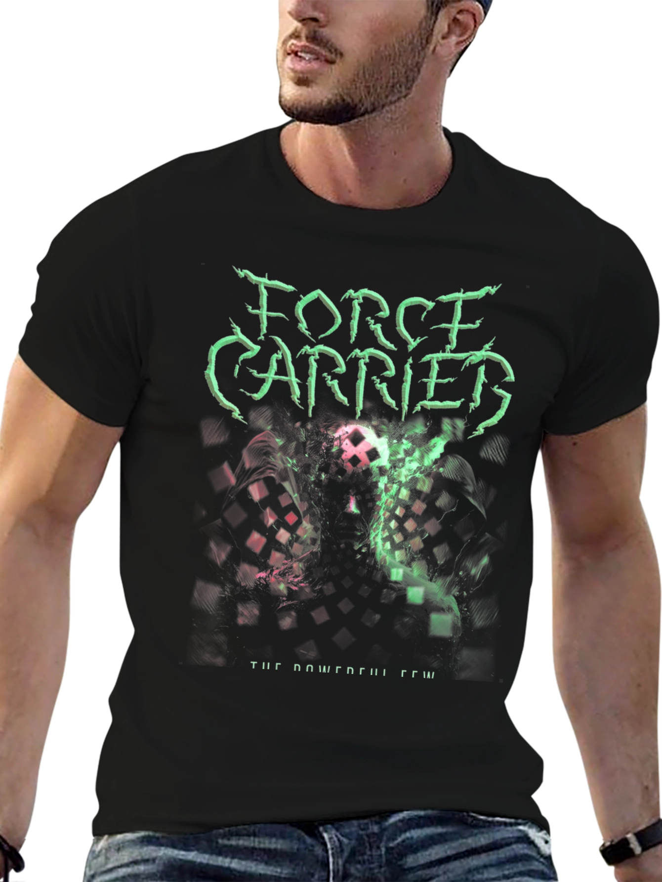 Force Carried Graphic Print Black T-Shirt